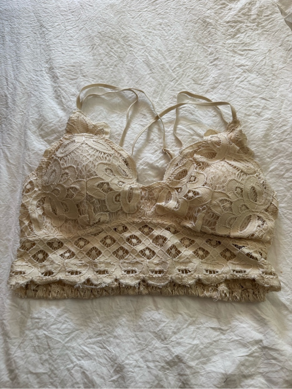 Anemone Cream Lace Longline Bralette